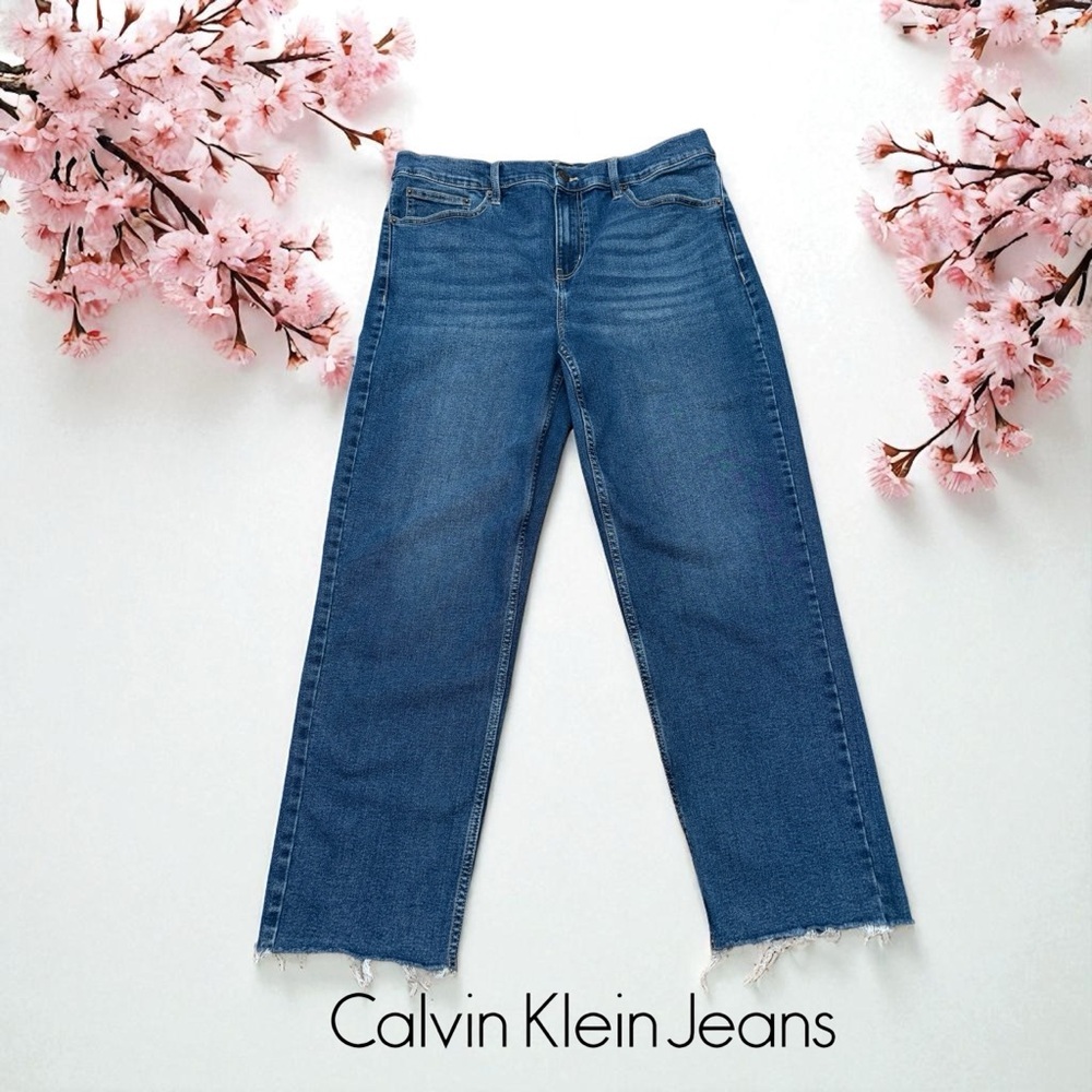 Calvin Klein Jeans High-Rise Straight Crop Jeans - Blue